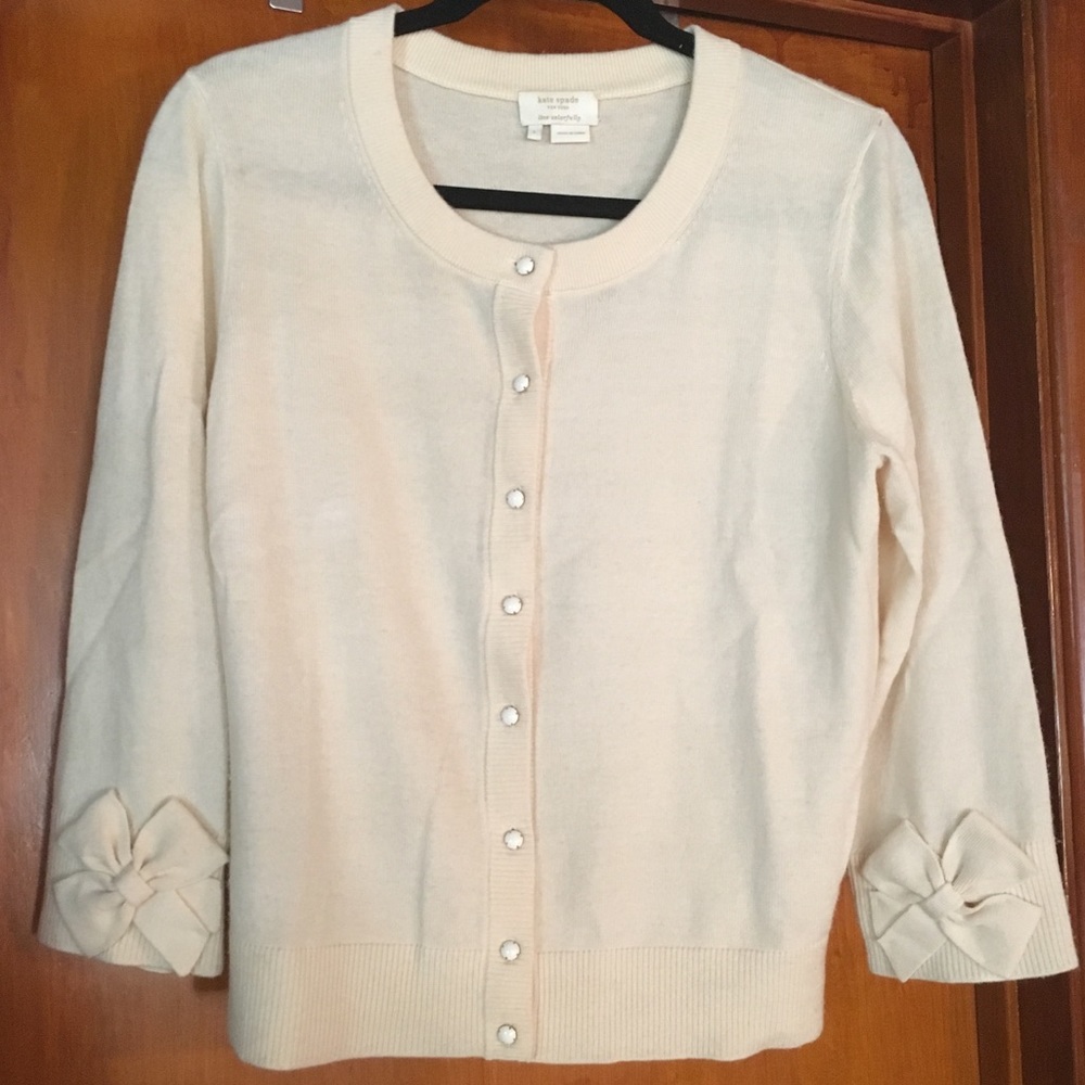 Kate Spade Cream Cardigan with Bow Detail